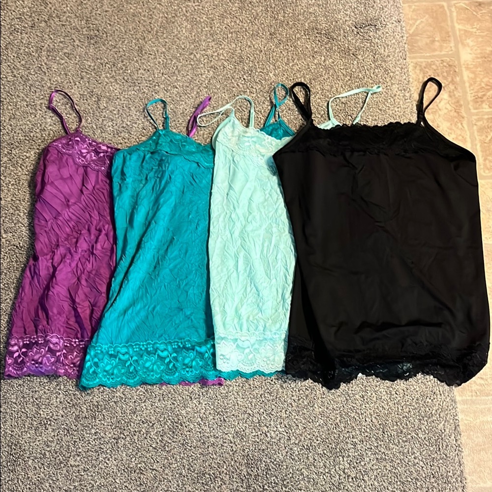 Colorful Lace Trim Camisole Set